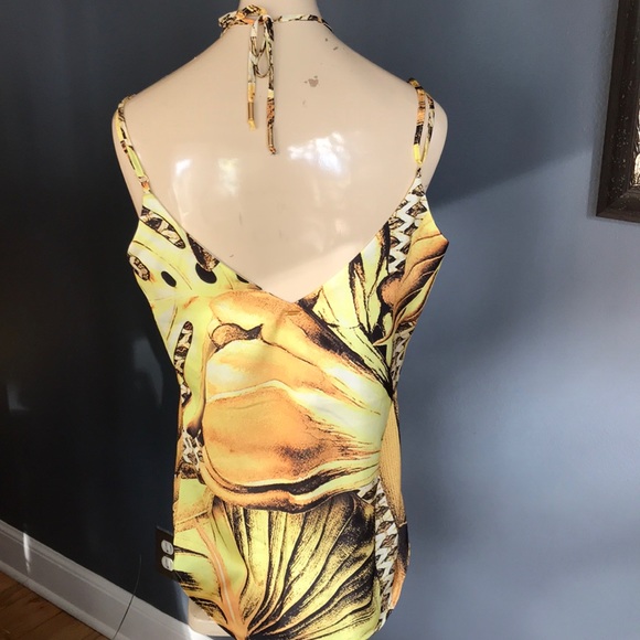 Acostamento yellow/brown netted bodice halter/tank - Picture 5 of 8